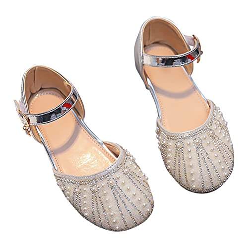 Kinder Tanzschuhe Mit Glitzer Strass Pailletten Perlenschuhe MäDchen Einzelne Schuhe Sandalen Kinderschuhe Sandaletten Weiche Sohle Komfort High School Prom Flache Kleid Kinderschuhe Gr. 26-30 von Luckywaqng