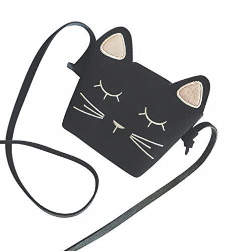 Kleine Kosmetiktasche Kindertasche Süße Prinzessin Umhängetasche Mädchen Minitasche Katze Baby Umhängetasche Handytasche Umhängetaschen Für Herren (Black, One Size) von Luckywaqng