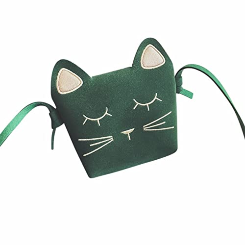 Kleine Kosmetiktasche Kindertasche Süße Prinzessin Umhängetasche Mädchen Minitasche Katze Baby Umhängetasche Handytasche Umhängetaschen Für Herren (Green, One Size) von Luckywaqng