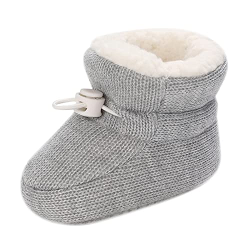 Luckywaqng Baby Krabbel Schuhe Mode Kleinkind Bunte kleine Mädchen Winter warme Baby gestrickte Pre Walkers Stiefel Wollschuhe (Grey, 12-18 Months) von Luckywaqng