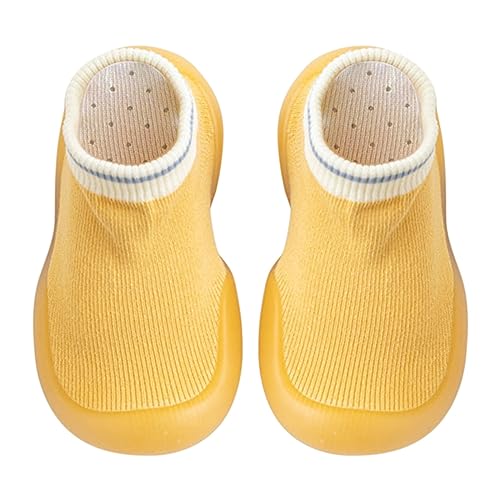 Luckywaqng Baby Mädchen Indoor Atmungsaktive Wanderschuhe Warme Elastische Socken Schuhe Outdoor Turnschuhe Mädchen Sneaker 25 (Yellow, 22 Infant) von Luckywaqng