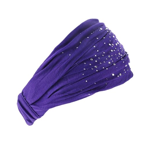 Luckywaqng Breite Stirnbänder Schwarzer Turban Elastisches Afrikanisches Kopftuch Sporthaar Für Frauen Und Mädchen Gut Dehnbar Einfarbig Haut Breites Bandeau B Ware Bekleidung Damen (Purple, One Size) von Luckywaqng
