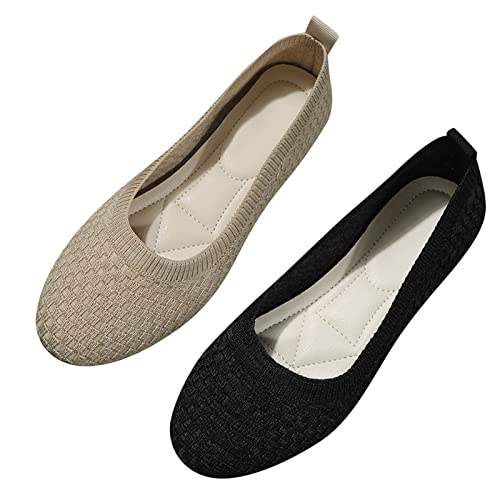 Luckywaqng Damen Ballerinas Slip On Halbschuhe Elegant Und Bequem Kleid-Schuhe Strick Atmungsaktiv Stoffschuhe Runde Zehe Mittelalter Mokassins Flache Loafer Arbeitsschuhe Für Business Und Freizeit Luckywaqng Damen Ballerinas Slip On Halbschuhe Elegant Und Bequem Kleid-Schuhe Strick Atmungsaktiv Stoffschuhe Runde Zehe Mittelalter Mokassins Flache Loafer Arbeitsschuhe Für Business Und Freizeit von Luckywaqng