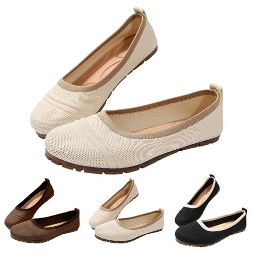 Luckywaqng Damen Ballerinas Slip On Halbschuhe Elegant Und Bequem Kleid-Schuhe Strick Atmungsaktiv Stoffschuhe Runde Zehe Mittelalter Mokassins Flache Loafer Arbeitsschuhe Für Business Und Freizeit Luckywaqng Damen Ballerinas Slip On Halbschuhe Elegant Und Bequem Kleid-Schuhe Strick Atmungsaktiv Stoffschuhe Runde Zehe Mittelalter Mokassins Flache Loafer Arbeitsschuhe Für Business Und Freizeit von Luckywaqng