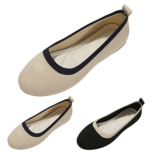 Luckywaqng Damen Ballerinas Slip On Halbschuhe Elegant Und Bequem Kleid-Schuhe Strick Atmungsaktiv Stoffschuhe Runde Zehe Mittelalter Mokassins Flache Loafer Arbeitsschuhe Für Business Und Freizeit Luckywaqng Damen Ballerinas Slip On Halbschuhe Elegant Und Bequem Kleid-Schuhe Strick Atmungsaktiv Stoffschuhe Runde Zehe Mittelalter Mokassins Flache Loafer Arbeitsschuhe Für Business Und Freizeit von Luckywaqng