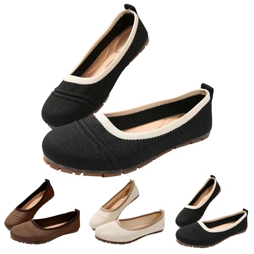 Luckywaqng Damen Ballerinas Slip On Halbschuhe Elegant Und Bequem Kleid-Schuhe Strick Atmungsaktiv Stoffschuhe Runde Zehe Mittelalter Mokassins Flache Loafer Arbeitsschuhe Für Business Und Freizeit Luckywaqng Damen Ballerinas Slip On Halbschuhe Elegant Und Bequem Kleid-Schuhe Strick Atmungsaktiv Stoffschuhe Runde Zehe Mittelalter Mokassins Flache Loafer Arbeitsschuhe Für Business Und Freizeit von Luckywaqng
