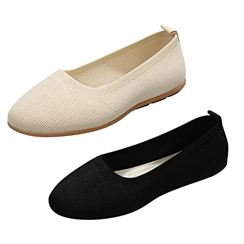 Luckywaqng Damen Ballerinas Slip On Halbschuhe Elegant Und Bequem Kleid-Schuhe Strick Atmungsaktiv Stoffschuhe Runde Zehe Mittelalter Mokassins Flache Loafer Arbeitsschuhe Für Business Und Freizeit Luckywaqng Damen Ballerinas Slip On Halbschuhe Elegant Und Bequem Kleid-Schuhe Strick Atmungsaktiv Stoffschuhe Runde Zehe Mittelalter Mokassins Flache Loafer Arbeitsschuhe Für Business Und Freizeit von Luckywaqng