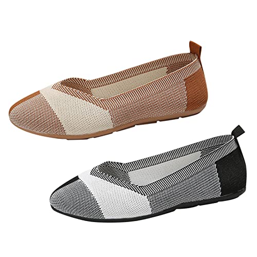 Luckywaqng Damen Ballerinas Slip On Halbschuhe Elegant Und Bequem Kleid-Schuhe Strick Atmungsaktiv Stoffschuhe Runde Zehe Mittelalter Mokassins Flache Loafer Arbeitsschuhe Für Business Und Freizeit Luckywaqng Damen Ballerinas Slip On Halbschuhe Elegant Und Bequem Kleid-Schuhe Strick Atmungsaktiv Stoffschuhe Runde Zehe Mittelalter Mokassins Flache Loafer Arbeitsschuhe Für Business Und Freizeit von Luckywaqng