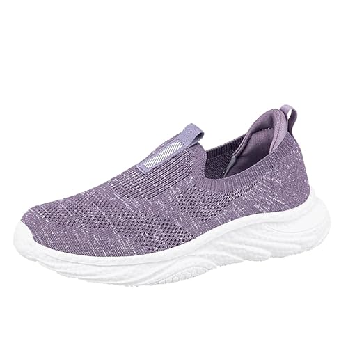 Luckywaqng Damenschuhe Gelb 41 Damen Slip-On Socken-Sneakers Mesh-Schuhe Wanderschuhe Weiche Sohle Freizeitschuhe Warme Schuhe Damen (Purple, 37) von Luckywaqng