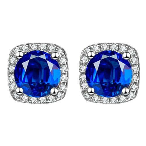 Luckywaqng Earrings Studs CZ 10MM Square Round Teardrop Heart Stud Earrings For Women Ohrringe Und Halskette von Luckywaqng