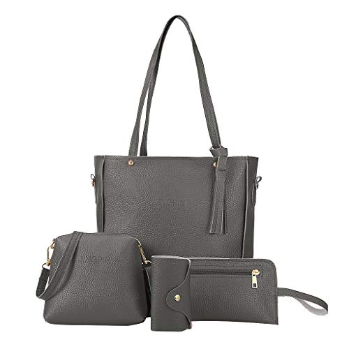 Luckywaqng Eine vierköpfige Frau Gesandte Umhängetasche für die Brieftasche Geldbörsen Herren Groß (Dark Gray, One Size) von Luckywaqng