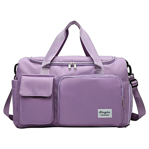 Luckywaqng Faltbare Reisetasche mit großer Kapazität, leicht, wasserdicht, faltbar, Tragetasche, Reisetasche, modische Frauen Damen Turnbeutel (Purple, One Size) von Luckywaqng