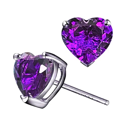 Luckywaqng Fashionable Heart Shaped Zircon Earrings With Women's Hearts Colorful And Earrings With Their Cute Shape Symbolize Love And Warm Echte Silber von Luckywaqng