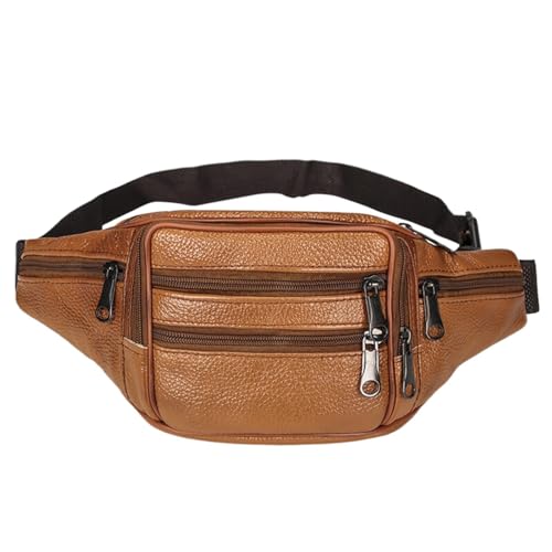 Luckywaqng Gürteltasche, Business-Tasche, erste Schicht, Rindsleder, Handytasche, Outdoor-Sport, Radfahren, Gürteltasche Sporttasche Mit Seitenfächern (Brown, One Size) von Luckywaqng