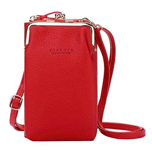 Luckywaqng Handy-Slot-Verstellbarer Gurt Card Large Frauen Tasche Brieftasche Botschaftertasche Umhängetaschen Damen Klein (Red, One Size) von Luckywaqng