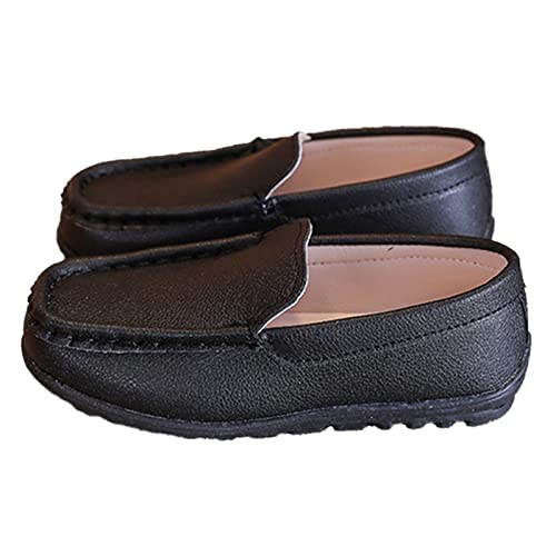 Luckywaqng -Kinder-Freizeitschuhe mit flachem Boden, weichem, rutschfestem Slip-on-Kleiderschuhen, bequem, einfarbig Schneeschuhe 36 (Black, 25 Toddler) von Luckywaqng