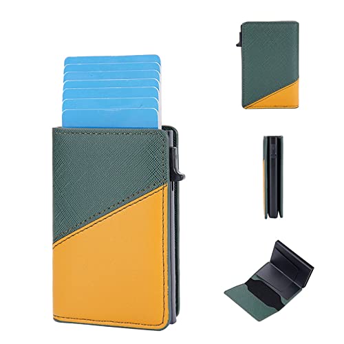 Luckywaqng Minimalistische Brieftasche mit Kartenhalter Kleine modische Geldbörse mit Kartenschnallen und Reißverschluss Geldbörsen Herren Hochformat (Green, One Size) von Luckywaqng