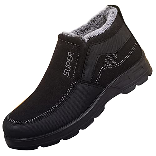 Luckywaqng Outdoor Warm Winterschuhe Mit Ohne Schnürsenkel Winter Schnee Rutschfest Winterstiefel Herren Wasserdicht Trekkingschuhe BarfußSchuhe Gefüttert Fluffy Wärme Plus Samt Wanderschuhe von Luckywaqng