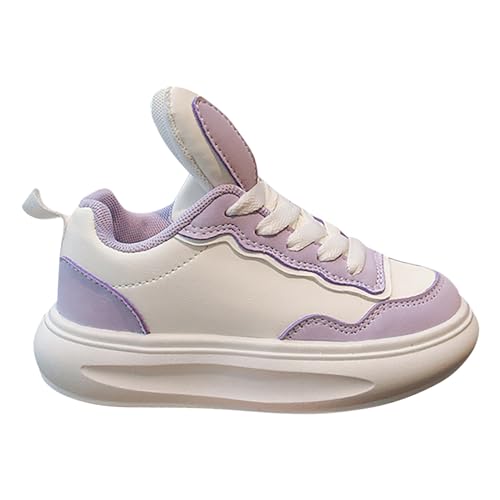 Luckywaqng Sportschuhe 31 Kinder-Sneaker für und Mädchen mit Farbblockmuster und, 3D-Häschen-Dekoration, Schnürschuhe mit weicher Sohle Sneaker Mädchen Rose (Purple, 27 Little Child) von Luckywaqng