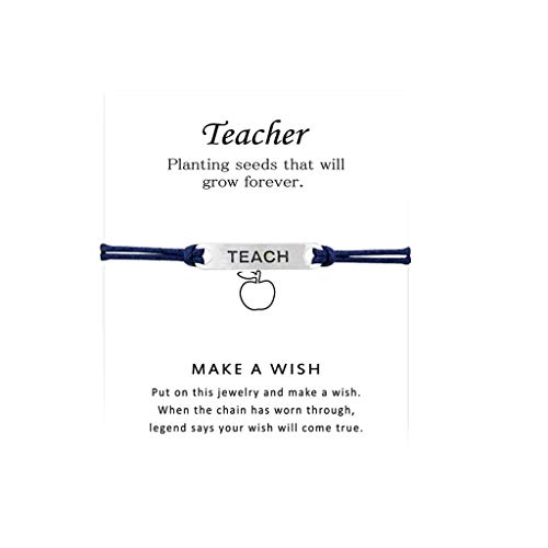 Luckywaqng Teach Blessing Jewelry For Teacher Armband Card Card Inspirierende Armband-Ohrringe Armbänder Damen Familie (Navy, One Size) von Luckywaqng