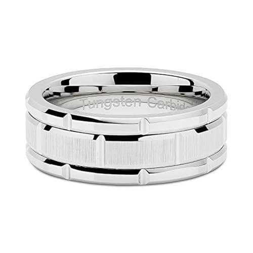Luckywaqng Tungsten Rings For Men Wedding Brick Pattern Rhodium Plated Size Vorbau Ringe Rot (A, D) von Luckywaqng