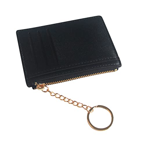 Luckywaqng Unisex Kleine Geldbörse Brieftasche Schlüsseletui Reißverschluss Brieftasche Kartenhalter Geldbörsen Herren Hochformat (Black, One Size) von Luckywaqng
