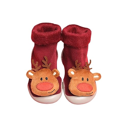 Luckywaqng Weihnachten Kleinkind Socken und Schuhe Cartoon Muster Baby Mädchen Schuhe und Socken für 0 bis 3 Babyschuhe Von (Red, 21 Infant) von Luckywaqng