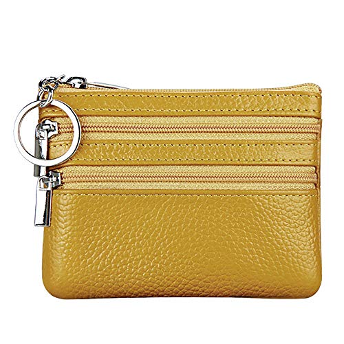 Münzring Kleiner Reißverschluss Lederbeutel kleine Geldbörse für Frauen mit Geldbeutel Geldbörse Brieftasche Herren Groß Für Papiere (Z2-Yellow, One Size) von Luckywaqng