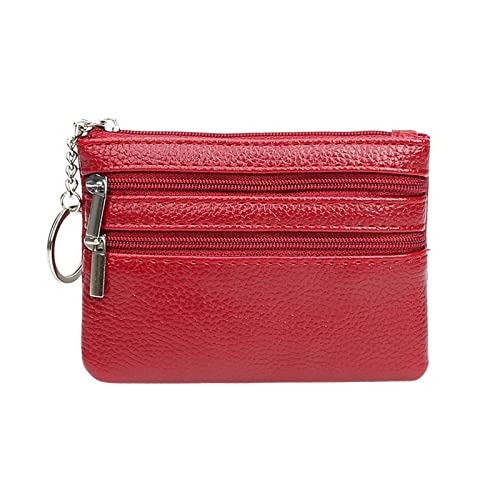 Münzring Kleiner Reißverschluss Lederbeutel kleine Geldbörse für Frauen mit Geldbeutel Geldbörse Brieftasche Herren Groß Für Papiere (Z3-Red, One Size) von Luckywaqng