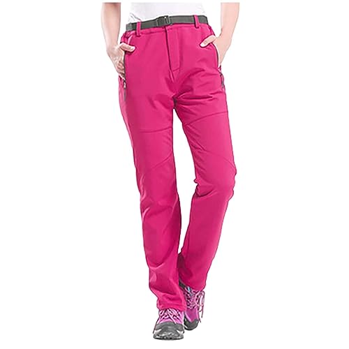 Plüsch-Regenhose für Damen, wasserdichte Wanderhose, Überhose, Winddichte Outdoor-Angel-Regenausrüstung Leggings Laufhose Damen (Hot Pink, XXXL) von Luckywaqng