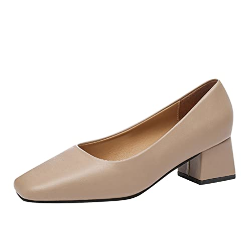 Pumps Elegante Schuhe Damen Mit Blockabsatz Einfarbig Halbschuhe Absatzschuhe Breite Füße High Heels Party Hochzeit Brautschuhe Abendschuhe Festliche Brautschuhe Trachtenschuhe von Luckywaqng