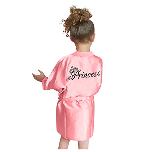 Seide Kleinkind Baby Mädchen Nachtwäsche Roben Pyjamas Kimono Bademantel Solide Satin Kinder Mädchen Tops Morgenmantel Satin von Luckywaqng
