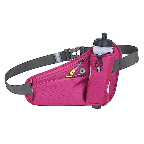 Sport Gürtel Tasche Lauf Gürtel Taille Pack Tasche Mit Wasser Flasche Halter Für Männer Frauen Laufen Radfahren Wandern Wal Gemüse Stoff (Red, One Size) von Luckywaqng