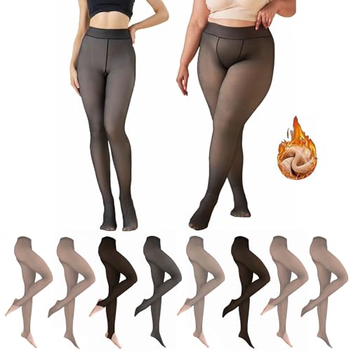 Thermo Strumpfhose Damen ,Winter Fleece Strumpfhose Gefütterte High Waist Thermo Leggings Warm Tights Dicke Pantyhose Blickdichte Thermostrumpfhose Damen Hautfarbe Plus Größen Winterstrumpfhose von Luckywaqng