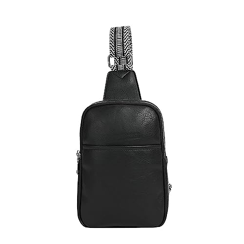 Umhängetasche für Damen, veganes, Gürteltasche, Umhängetaschen, Brusttasche für Damen Umhängetaschen Delegate (Black, One Size) von Luckywaqng