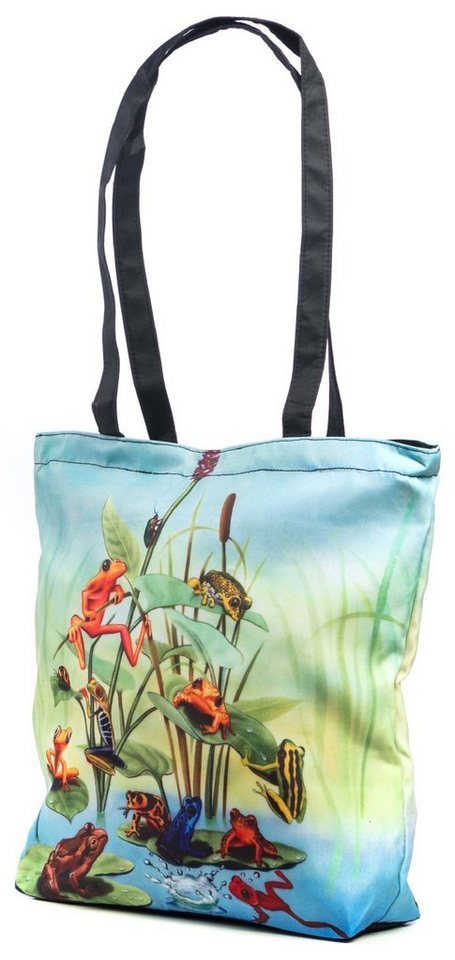Luckyweather not just any other day Shopper Einkaufstasche / Shopping Bag Motiv FROG FAMILIY (1-tlg., 1 Stück Shopping Bag), Schultertasche beidseitig bedruckt mit Motiv bedruckt von Luckyweather not just any other day