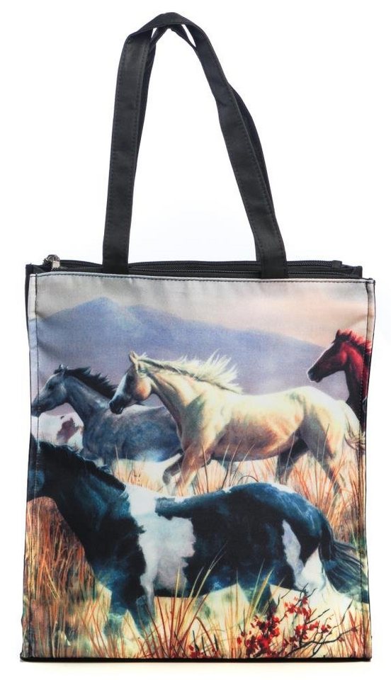 Luckyweather not just any other day Shopper Einkaufstasche Shopper Twinbag Motiv PFERDE (1-tlg., 1 Stück Shopping Bag), Schultertasche beidseitig bedruckt mit Motiv bedruckt von Luckyweather not just any other day