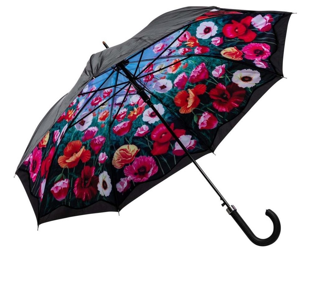 Luckyweather not just any other day Stockregenschirm Regenschirm MOHNBLUMEN Automatik Double Layer von Luckyweather not just any other day