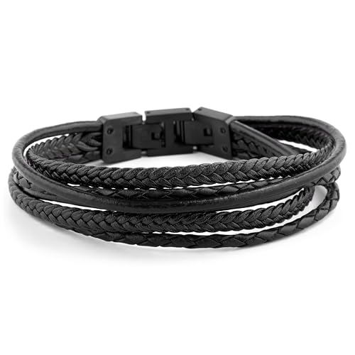 Lucleon by Trendhim Armband Herren | Roy Lederarmband Schwarz | Echtleder mit poliertem Edelstahlverschluss | Dänisches Design | Elegantes Accessoire für Alltag & Anlass von Lucleon