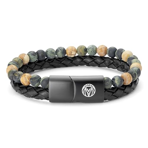 Lucleon by Trendhim Armband für Herren | Rotes Tigerauge, Schwarzer Onyx und Leder | 316L Edelstahl & Natursteine | Dänisches Design | Magnetverschluss | Schwarz Lucleon by Trendhim Armband für Herren | Rotes Tigerauge, Schwarzer Onyx und Leder | 316L Edelstahl & Natursteine | Dänisches Design | Magnetverschluss | Schwarz von Lucleon