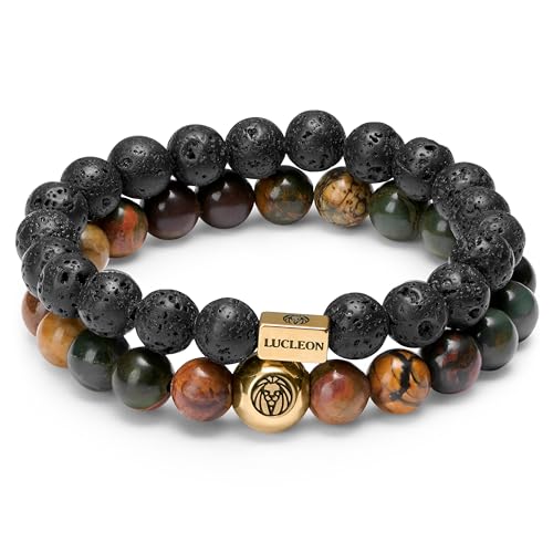 Lucleon by Trendhim Bracelet Beaded Men’s Jasper & Lava Rock | Set of 2 with Natural Stone Beads on Durable Stretch Cord | Danish Design | Casual Accessory Lucleon by Trendhim Bracelet Beaded Men’s Jasper & Lava Rock | Set of 2 with Natural Stone Beads on Durable Stretch Cord | Danish Design | Casual Accessory von Lucleon