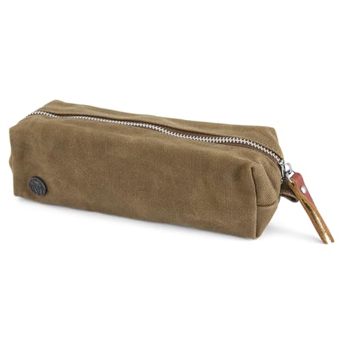 Lucleon by Trendhim Khaki Mini Kulturbeutel für Herren | Kleine Waschtasche aus gewachstem Canvas mit Lederakzenten | Kompakte Reisetasche | Dänisches Design von Lucleon