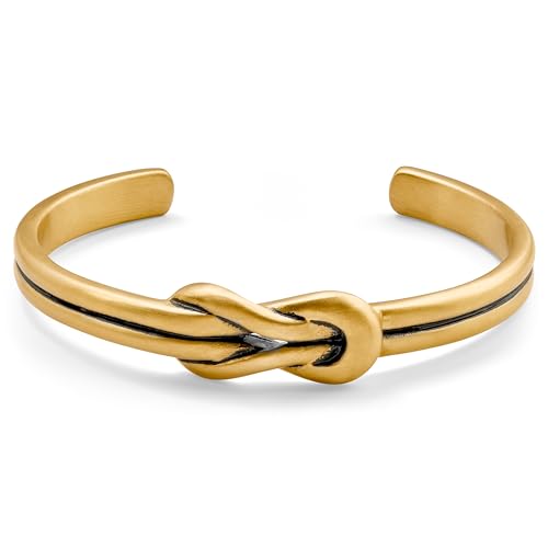 Lucleon by Trendhim Manschettenarmband Herren | Gebürsteter Edelstahl in Goldoptik | 316L Edelstahl | Dänisches Design | Verstellbare Länge | Goldfarben von Lucleon