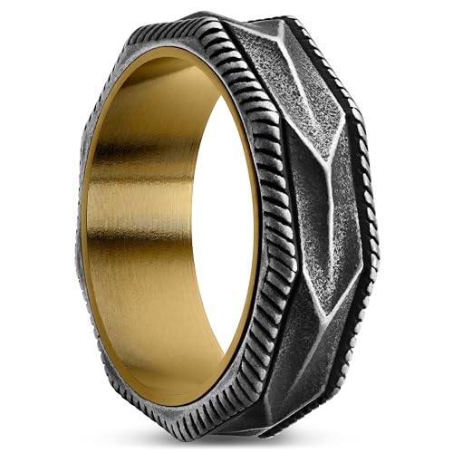 Lucleon by Trendhim Ring für Männer | Vintage-Design | 316L Edelstahl mit gehämmertem Finish | Dänisches Design | Gold und Grau | Goldton Lucleon by Trendhim Ring für Männer | Vintage-Design | 316L Edelstahl mit gehämmertem Finish | Dänisches Design | Gold und Grau | Goldton von Lucleon