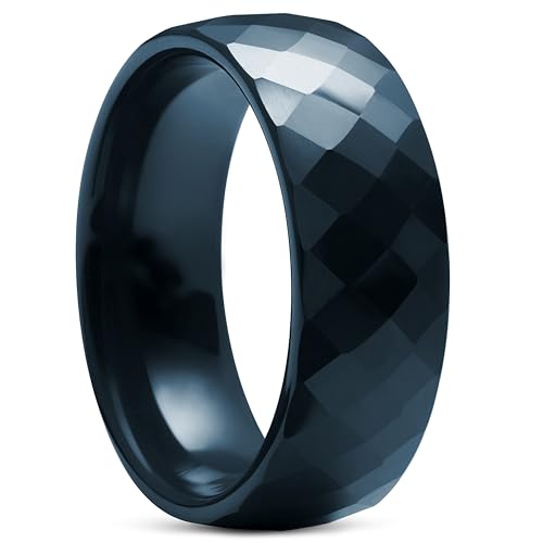 Lucleon by Trendhim Ring für Herren | Facettierter dunkeltürkisfarbener Keramikring | Keramik | Dänisches Design | Flache Court-Form | Petrolblau von Lucleon