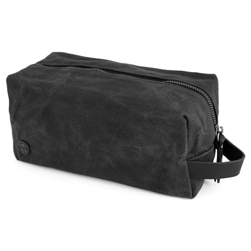 Lucleon by Trendhim Schwarzer Kulturbeutel für Herren | Waschtasche aus gewachstem Canvas & Leder | Robustes Design für Reisen & Alltag | Dänisches Design von Lucleon