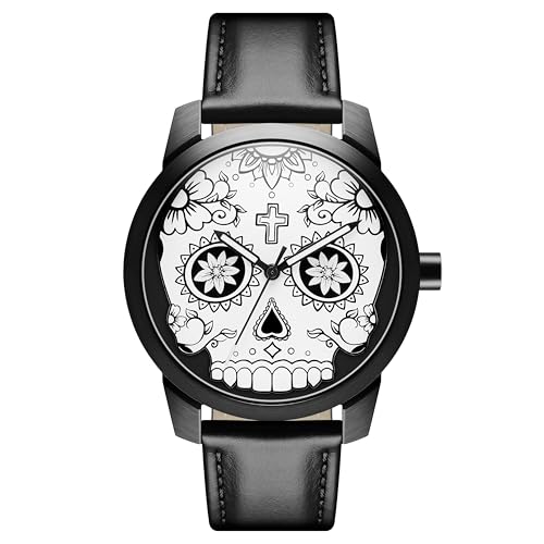 Lucleon by Trendhim | Weiße Totenkopf Tag der Toten Uhr | Für Männer | Schwarz | Lederarmband und gewölbtes Saphirglas | Wasserdicht bis 50 Meter | Dänisches Design Lucleon by Trendhim | Weiße Totenkopf Tag der Toten Uhr | Für Männer | Schwarz | Lederarmband und gewölbtes Saphirglas | Wasserdicht bis 50 Meter | Dänisches Design von Lucleon