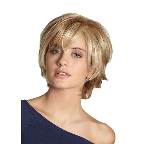 Lucoacos Damen Kurzes Haar Pixie Cut Perücke Gradient Synthetische Layered Perücke (gelb) von Lucoacos