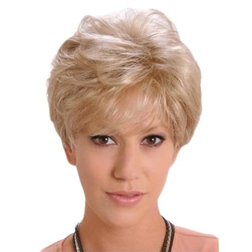 Lucoacos Damen Kurzes Haar Pixie Cut Perücke Gradient Synthetische Layered Perücke (golden) von Lucoacos