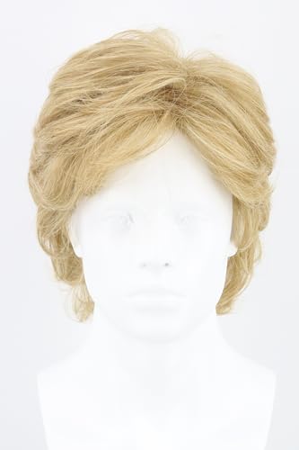 Lucoacos Männer Kurze Lockige Layered Synthetische Perücke Golden Gelb Halloween Kostüm Cosplay Disco Hippie Perücke von Lucoacos